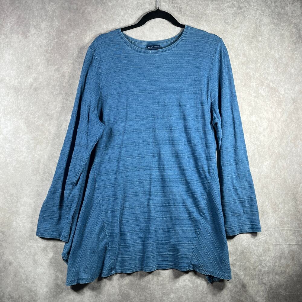Purejill Indigo Tunic Top Womens XL Blue Long Sleeve‎ Casual Minimalist Travel